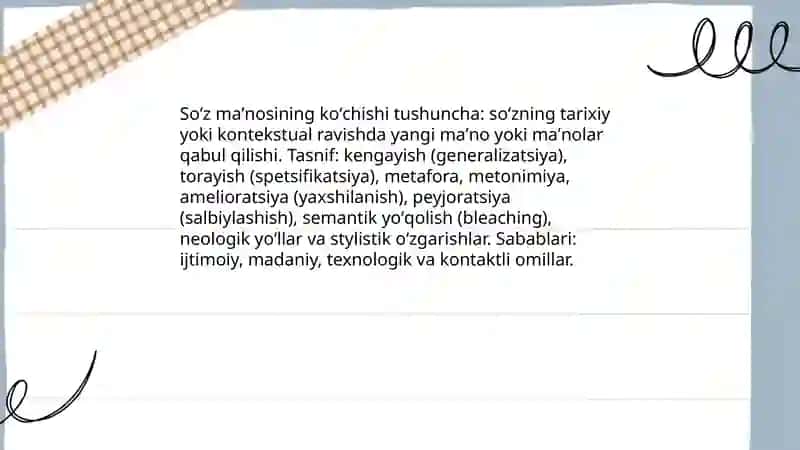 Leksikologiya. Soʻz maʼnosining koʻchish yoʼlları haqida 3
