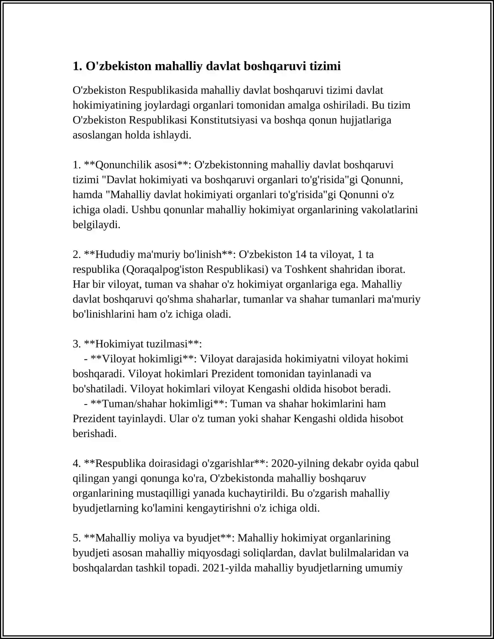 O'ZBEKISTON MAHALLIY DAVLAT BOSHQARUVI ORGANLARIDA SEKTORLAR FAOLIYATI 3
