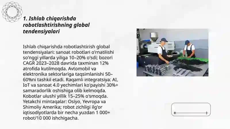 Ishlab chiqarishda robotlashtirish tendensiyalari va iqtisodiy samarasi 3