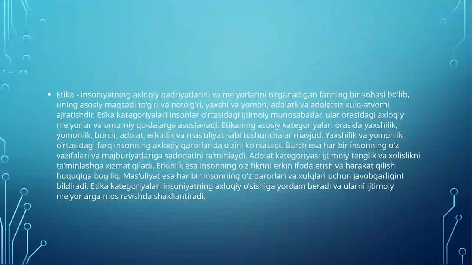 Etikakategoriyalariningo‘zigaxosxususiyatlari.Talimglabalmuammosifatida 3
