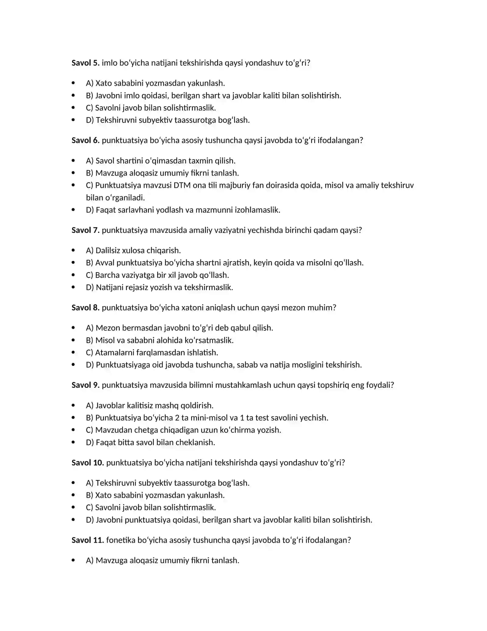 DTM ona tili majburiy fan — 100 test 3