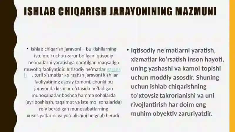 Ishlab chiqarish natijalari funksiyalari va samaradorligi 3
