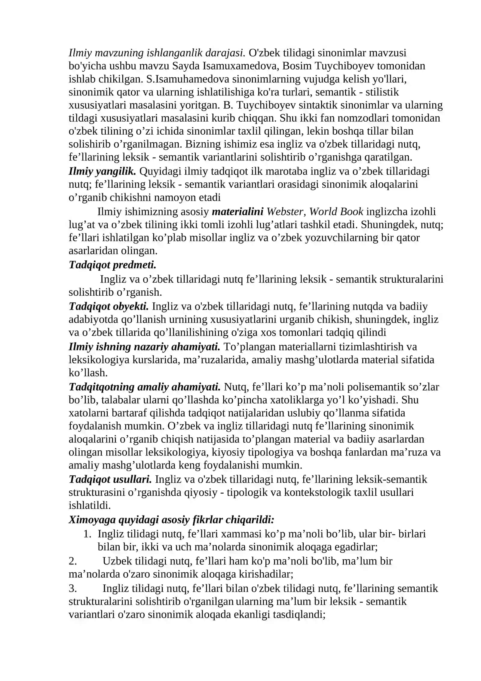 Ingliz va o’zbek tillaridagi nutq. fe’llarining qiyosiy taxlili 3
