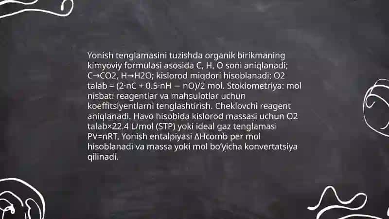 Yonish maxsulotlari va xavoni xajmi va entalpiyalarini xisoblash 3