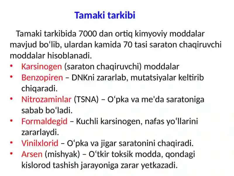 Tamakidagi benzopirenning o‘pkadagi neoplastik jarayonlar rivojlananishidagi ahamiyati 3