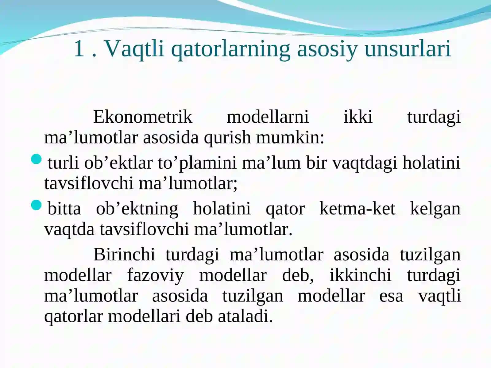 Davriy qatorlarda ekonometrik modellshtirish 3