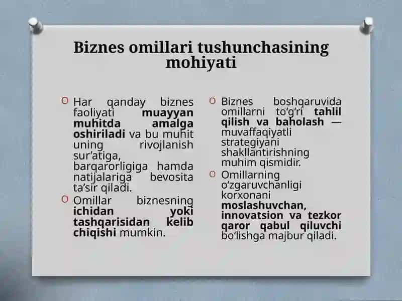 Biznes faoliyatiga ta’sir etuvchi ichki va tashqi omillar 3