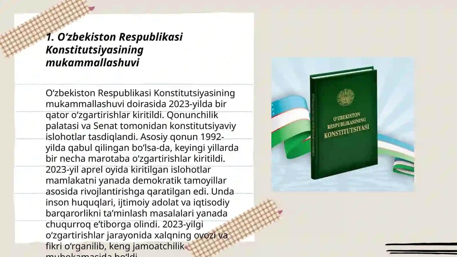 Yangi tahrirdagi Oʻzbekiston Respublikasi Konstitutsiyasidagi oʻzgartirish va qoʻshimchalar 3