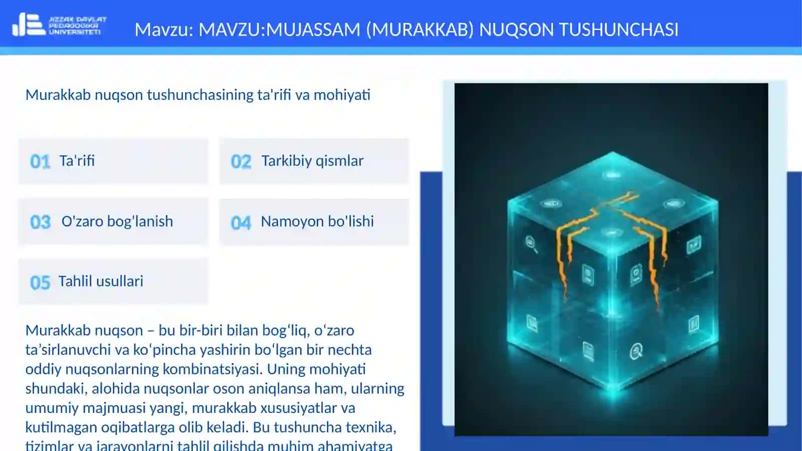 MUJASSAM (MURAKKAB) NUQSON TUSHUNCHASI 3