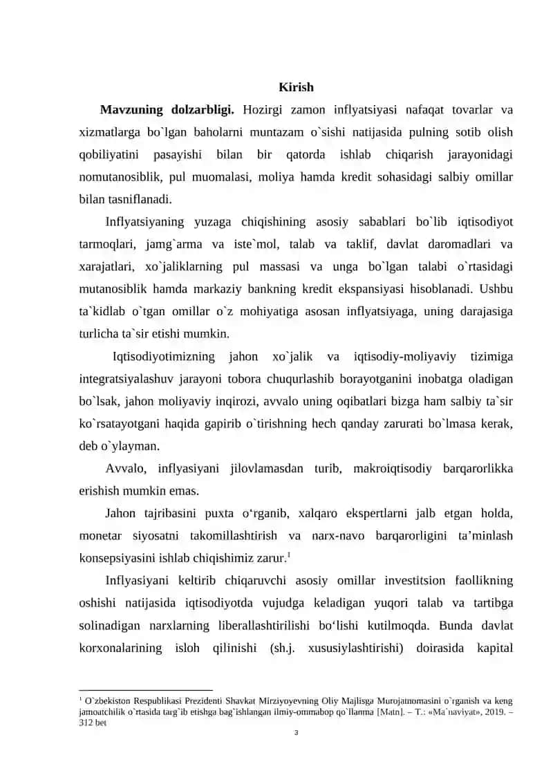 O’zbekiston Respublikasi iqtisodiyotidagi inflyatsiya jarayonlari tahlili 3