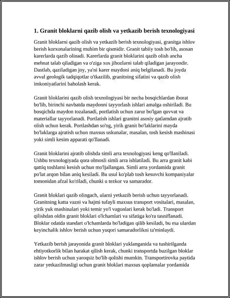 GRANIT BLOKLARIGA ISHLOV BERISH KORXONALARINING TEXNALOGIYASI VA USKUNALARI 3
