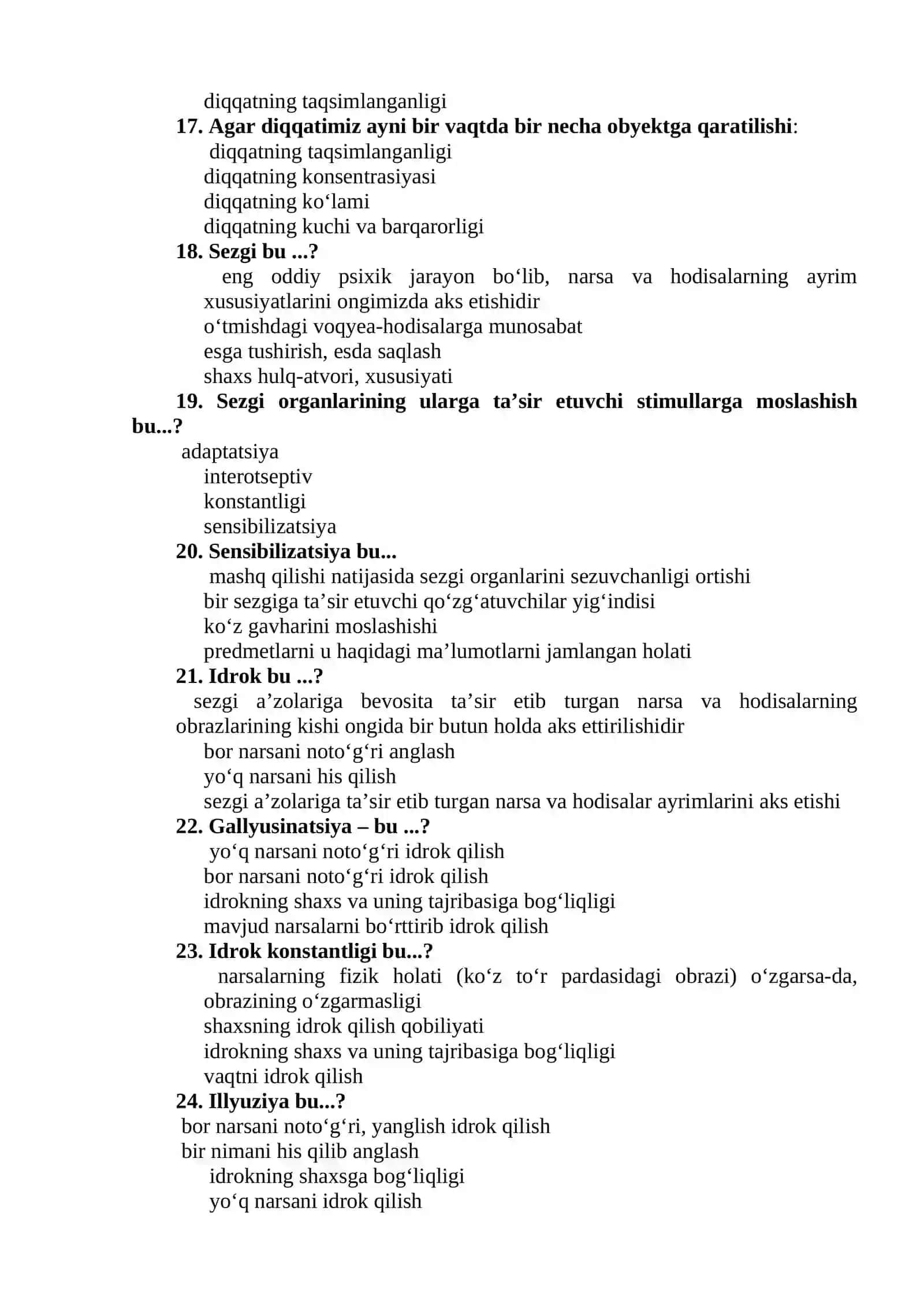 Umumiy psixologiya 150 test 3
