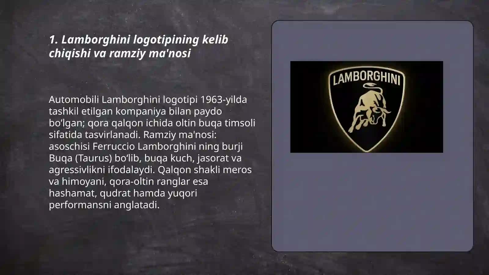 Lamborghini logotipi,tarixi,SWOT va PEST tahlili 3