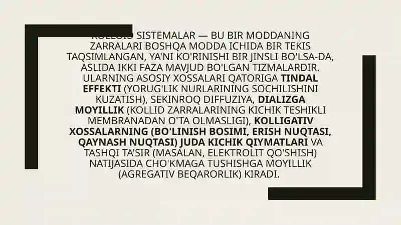 Kalloid sistemalarni dializ yo’li bilan tozalash.Gemodializni o’tkazishda kimyoning ahamiyati 3