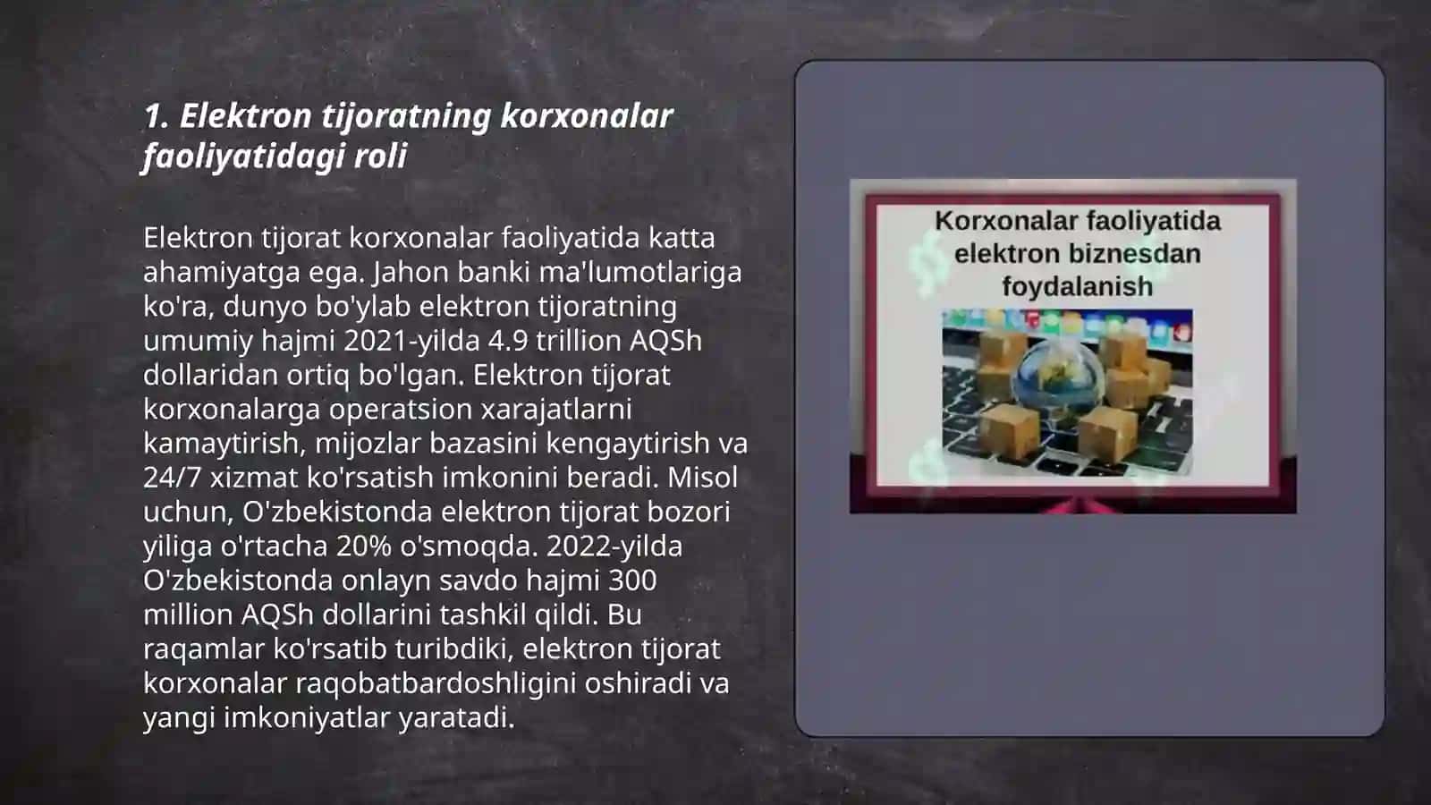 Korxonalar faoliyatida elektron bizmesdan foydalanish 3