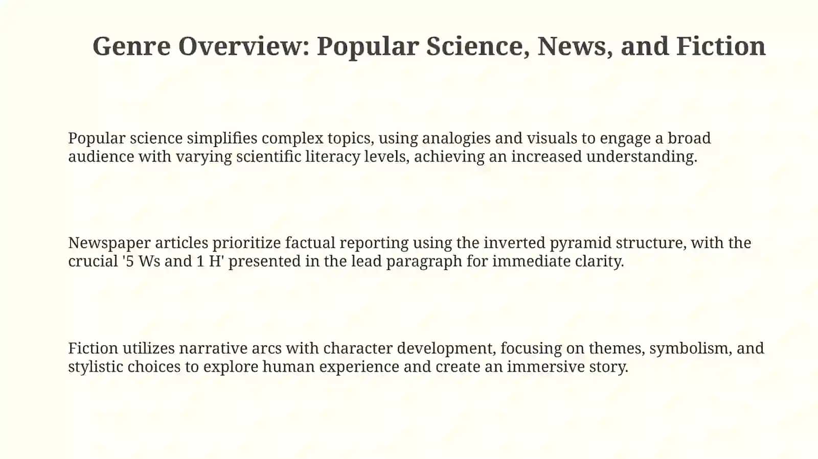 Genre Landscapes: Purpose, Structure, and Audience 3