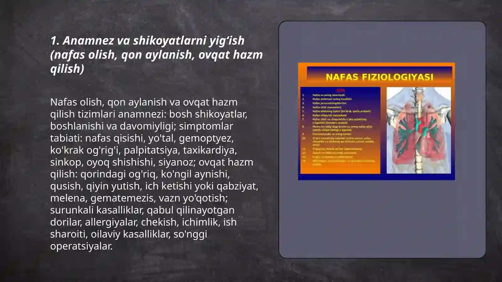 Nafas olish qon aylanish va ovqat hazm qilish azolar tizimini baholash 3