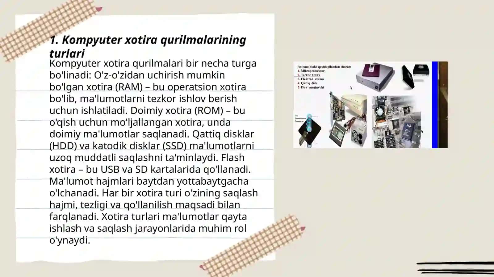 Kompyuterning xotira qurilmalari va ularni trio tanlash 3