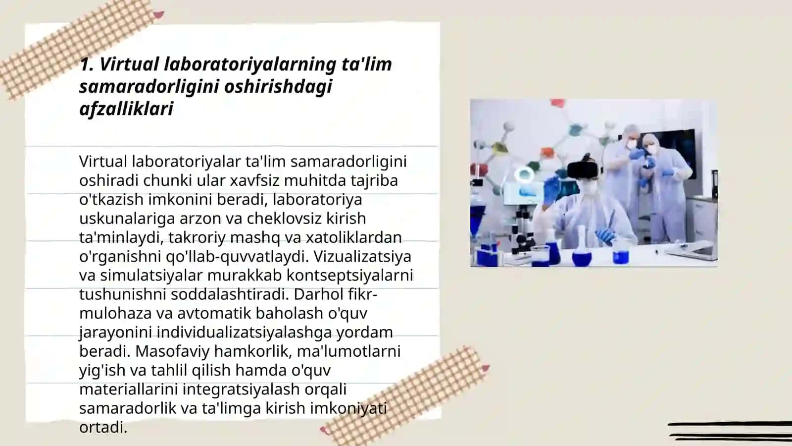 Virtual laboratoriyalarning afzalliklari va ularni tashkillashtirish tamoyillari 3
