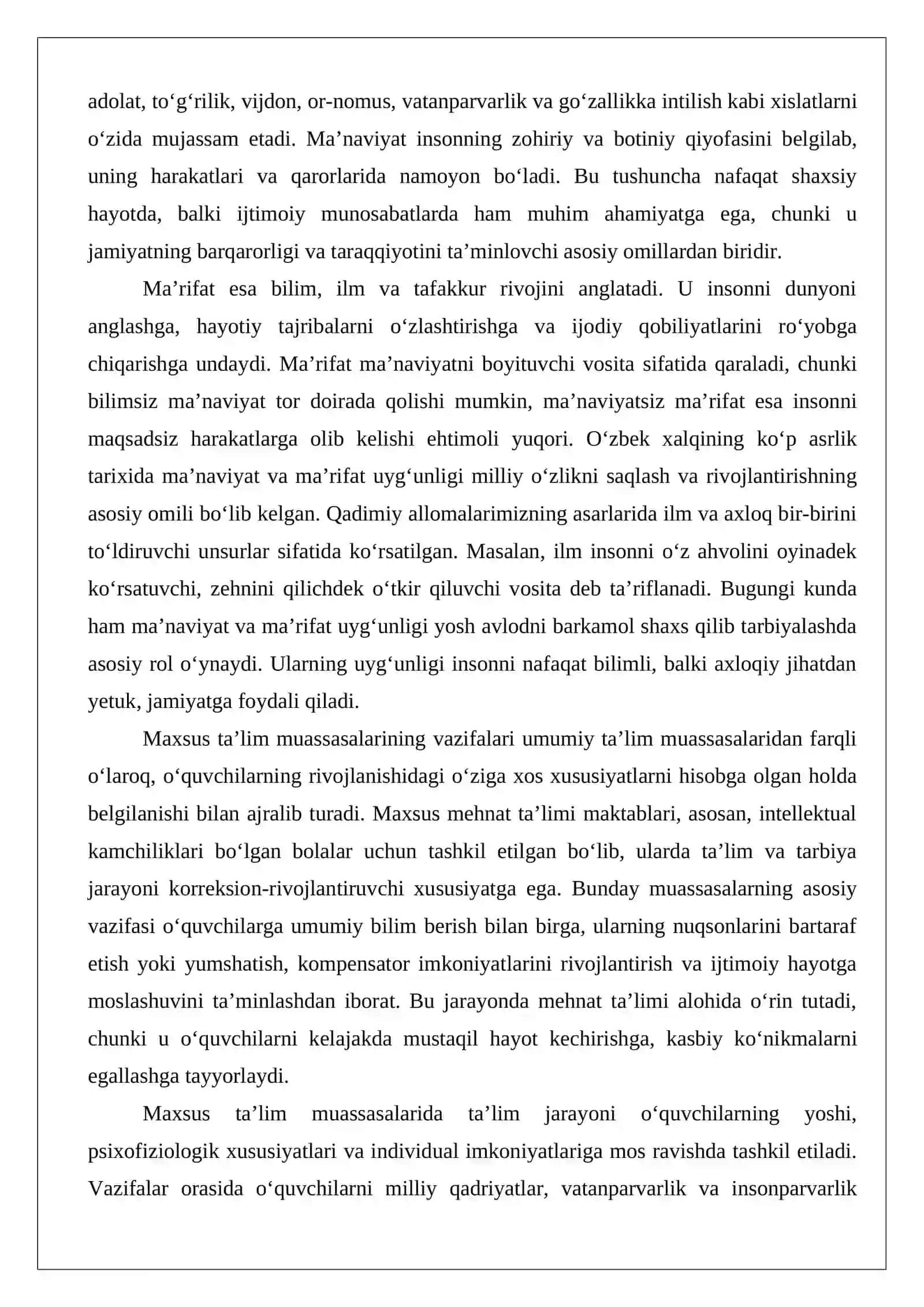 Maxsus mehnat taʼlimi maktablarida maʼnaviy-maʼrifiy ishlarni amalga oshirishning o‘ziga xosligi 3