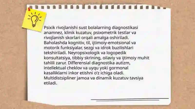 Psixik rivojlanishi sust bolalar psixologiyasi 3