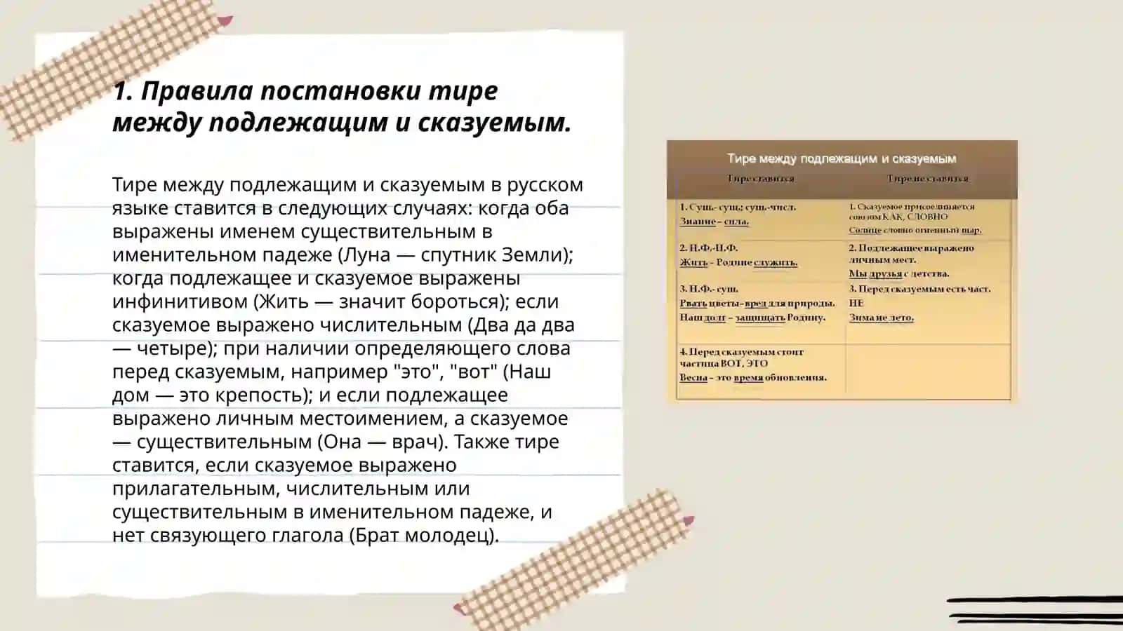 Тире между членами предложения 3