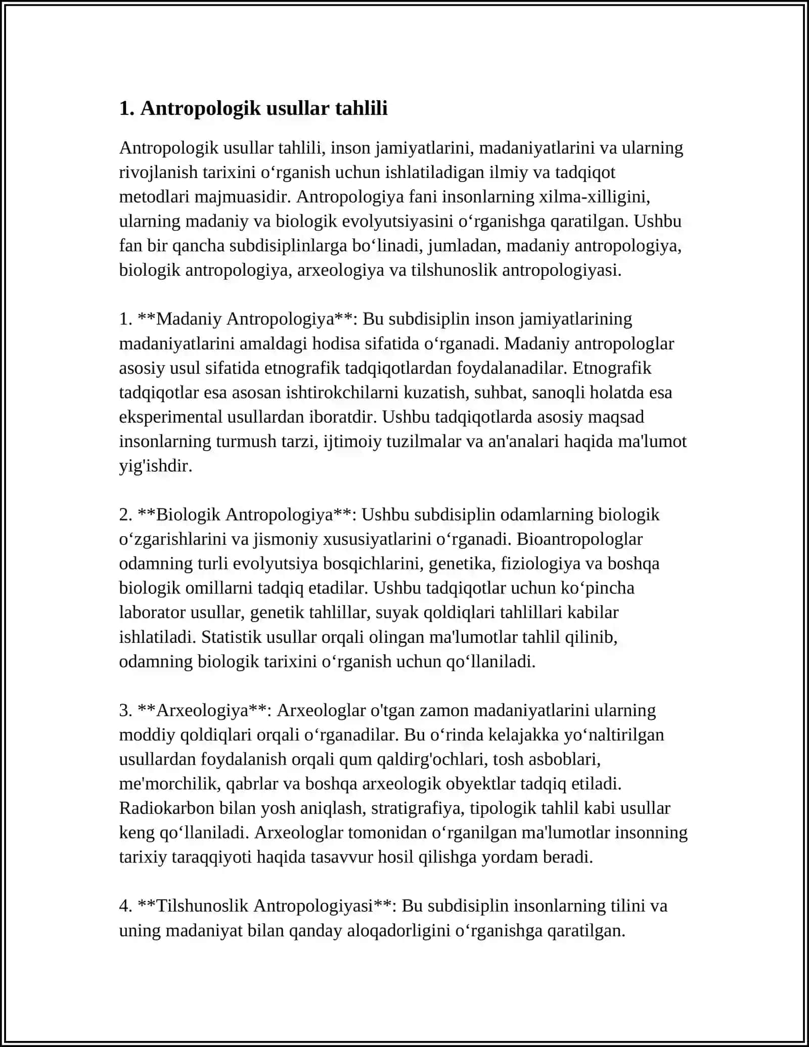 ANTROPOLOGIYA USULLARI SHAJARA EGIZAKLIK POPULATSION-SINTETIK BIOKIMYOVIY VA STOGENETIK USULLARI 3