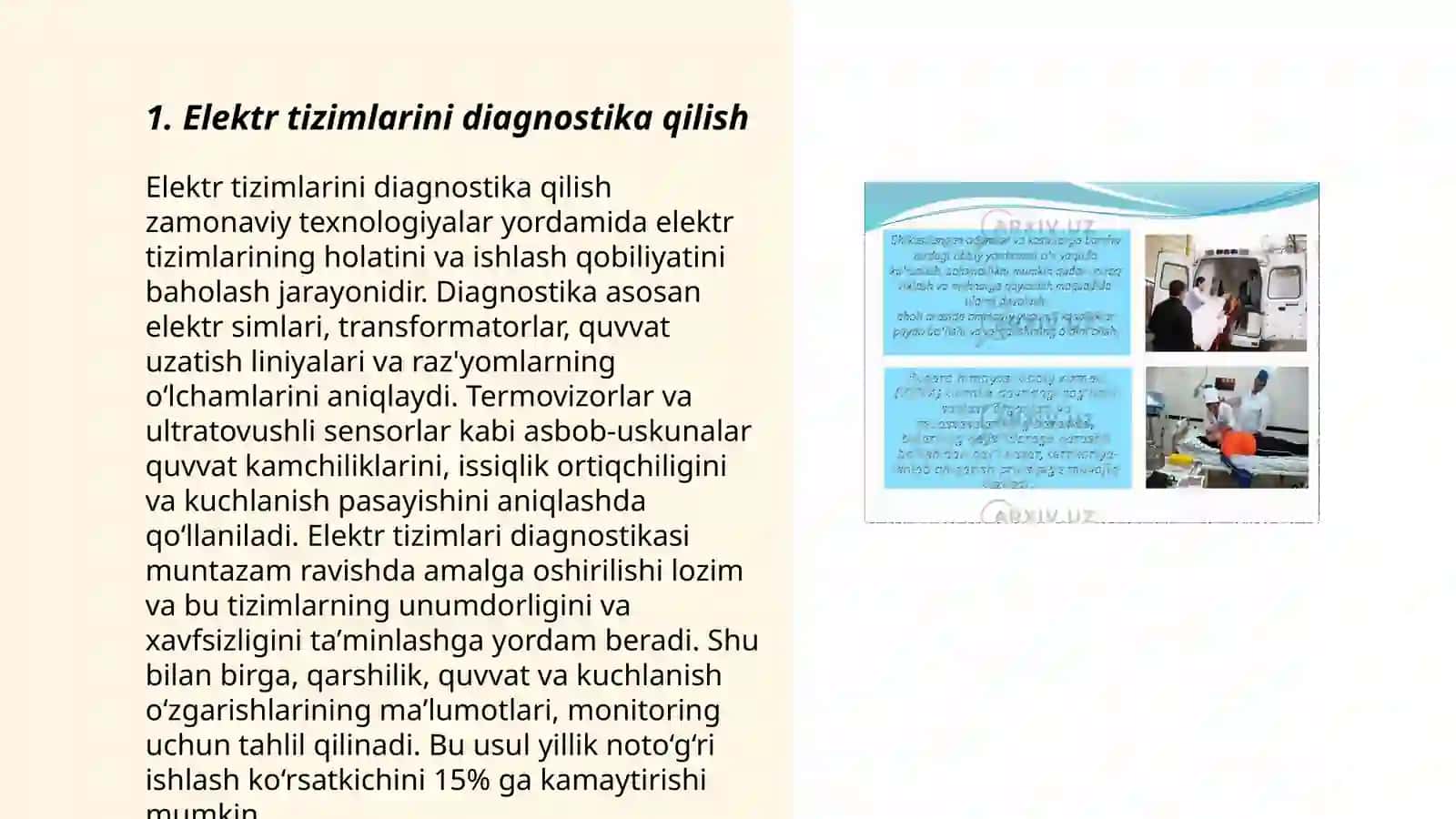 QXMning tarkibidagi elektr jihozlariga texnik xizmat ko'rsatish usullarini o‘rganish 3