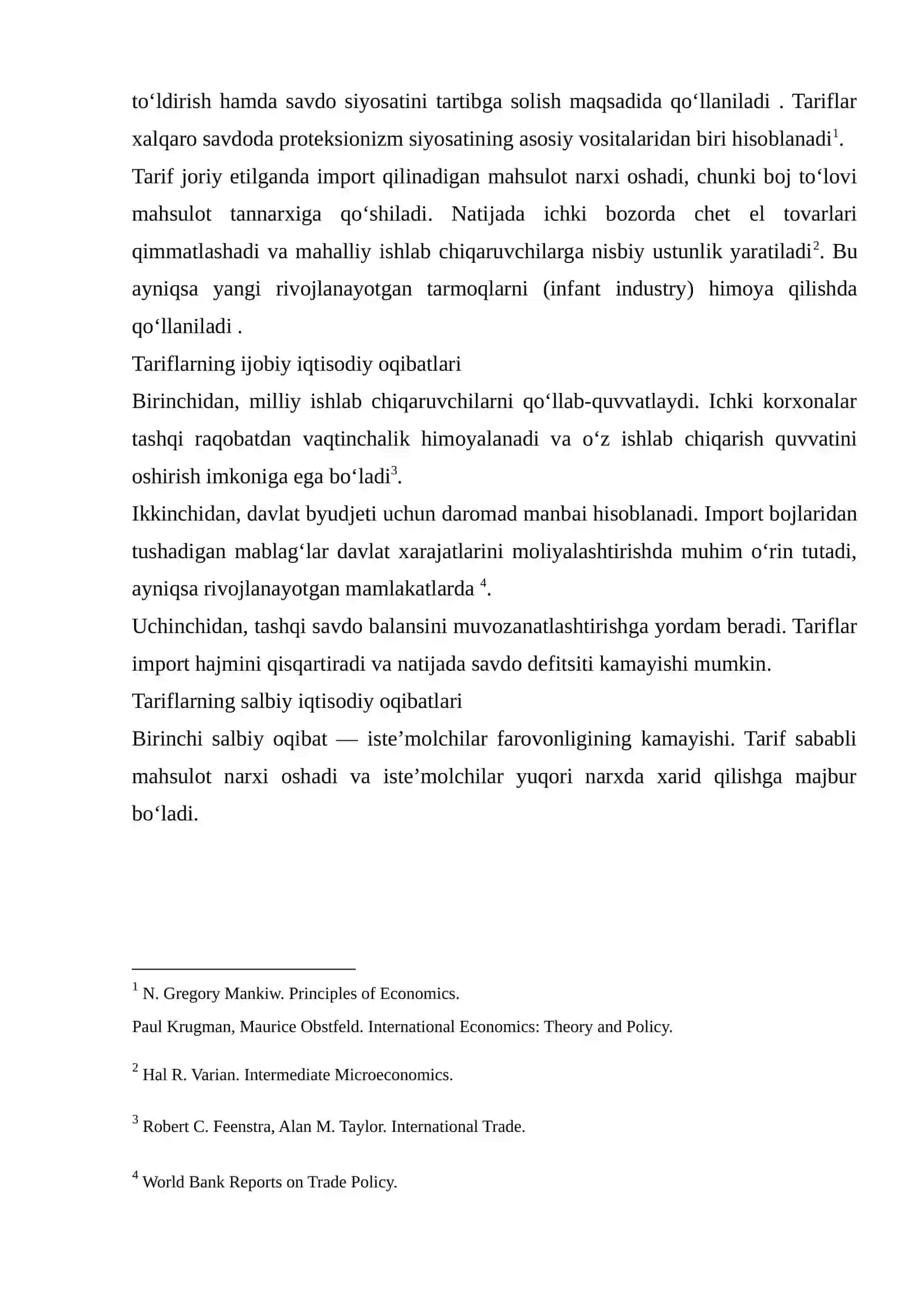 Importga tariflar kiritilishining iqtisodiy oqibatlari 3