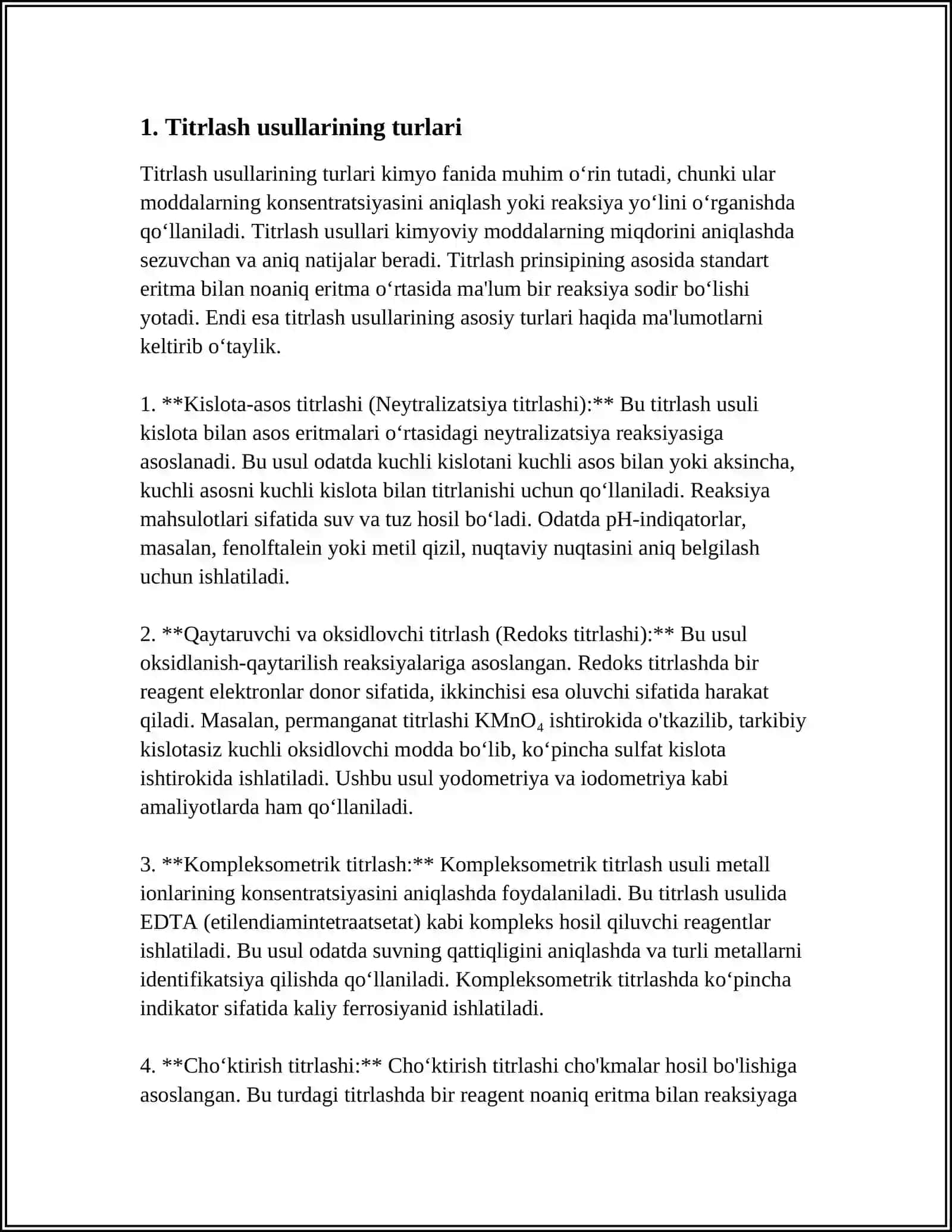 MUSTAQIL ISH Mavzu: TITRLASH USULLARI 3