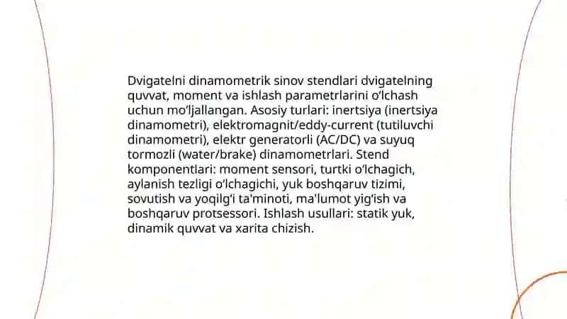 Dvigatelni sinash stendlari 3