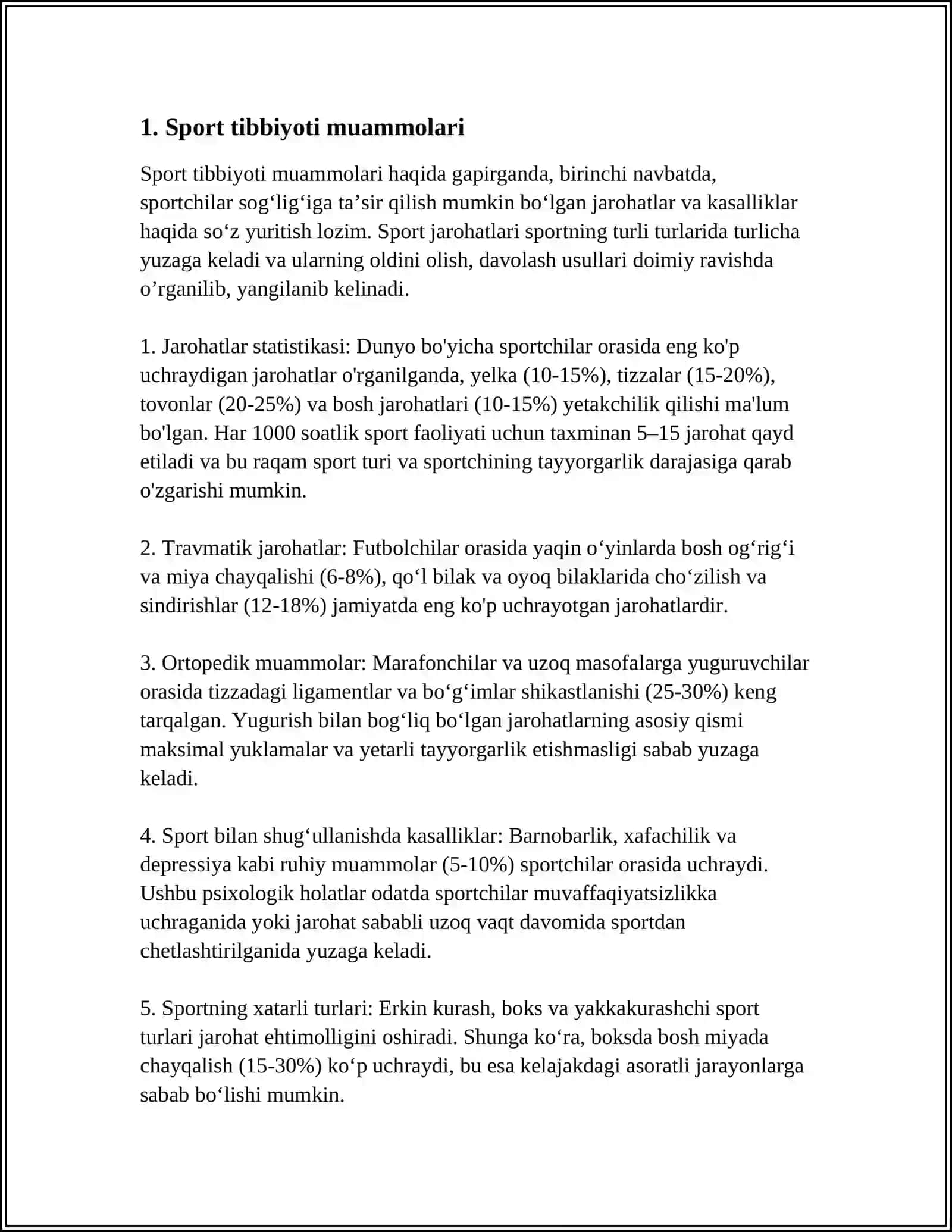 XAVFLI DAVRNI TIBBIYOT SOHASIDA SPORT AMALIYOTIDAN VA PEDAGOGIKADA HISOBGA OLISH ZARURIYATI 3