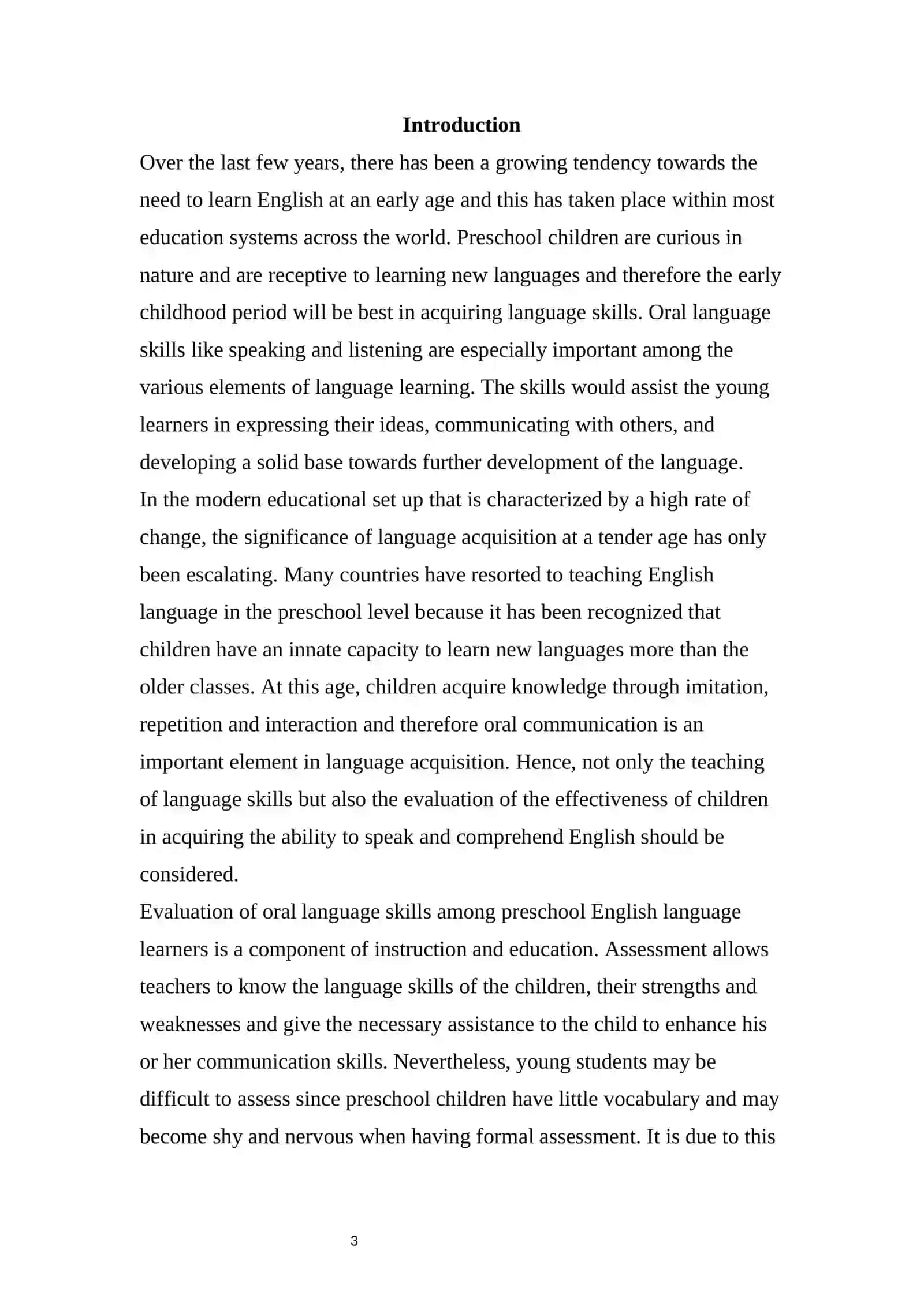 Assessing Oral Language Skills in Preschool Learners 3