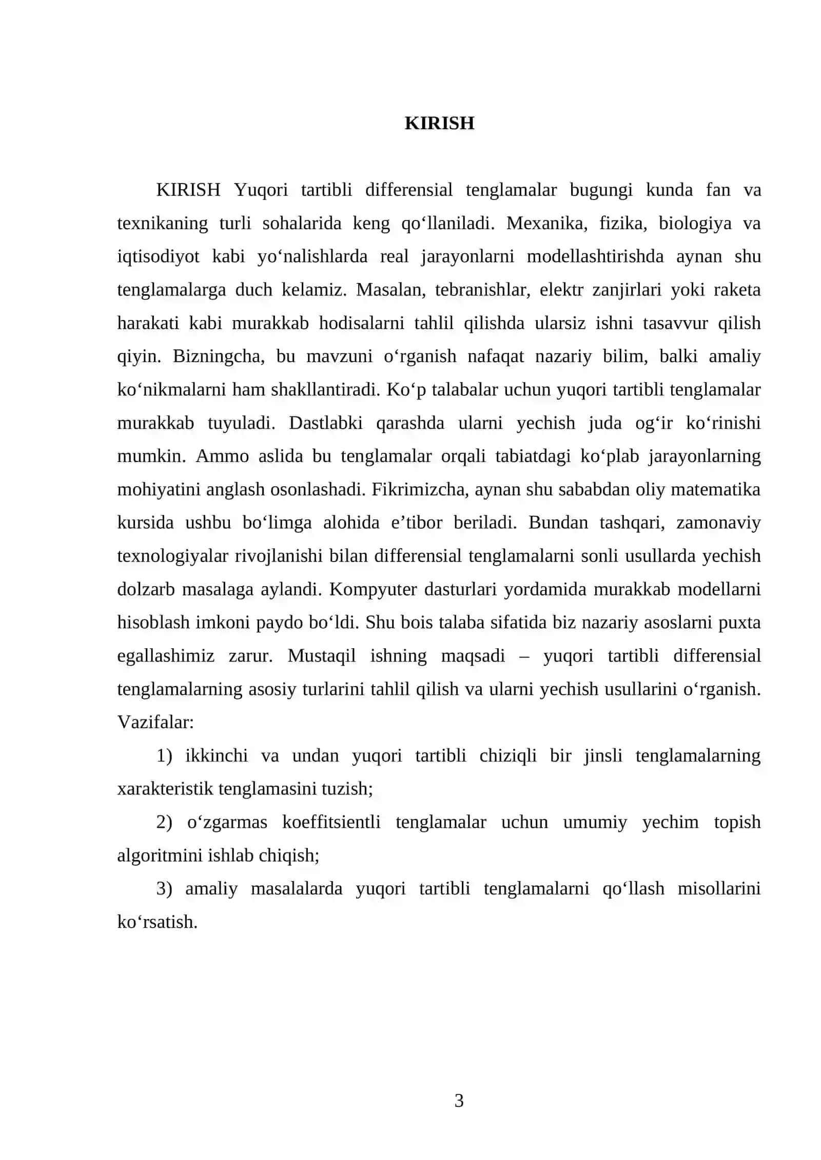 Yuqori tartibli differensial tenglamalar 3