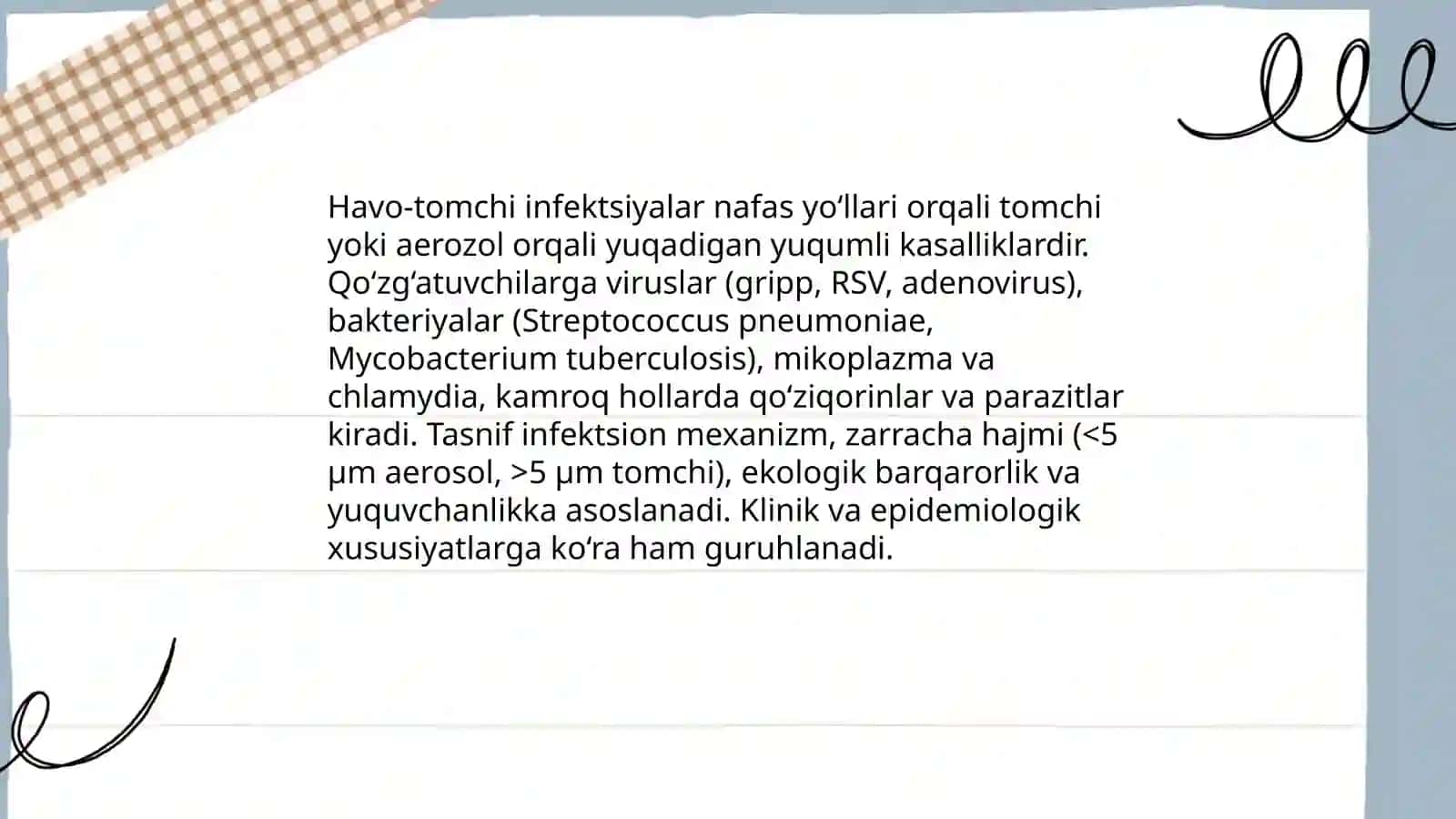 Havo-tomchi infeksiyalari qo‘zg‘atuvchilari: sil, moxov, qo‘zg‘atuvchilar tasnifi 3