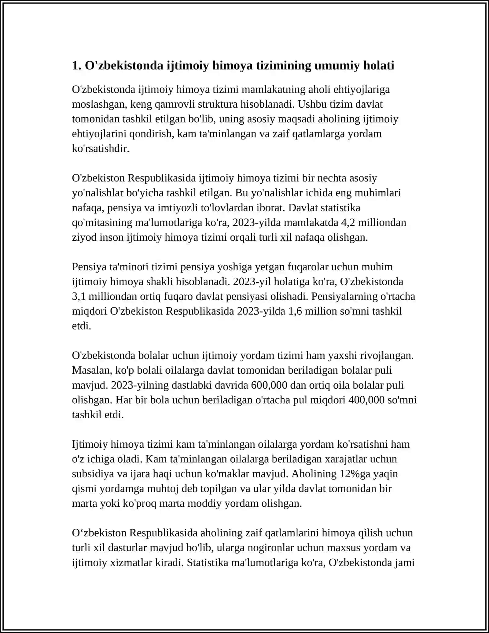 O‘zbekistonda Ijtimoiy Himoya Xizmatlar Tizimining Holati va Rivojlanish Istiqbollari 3