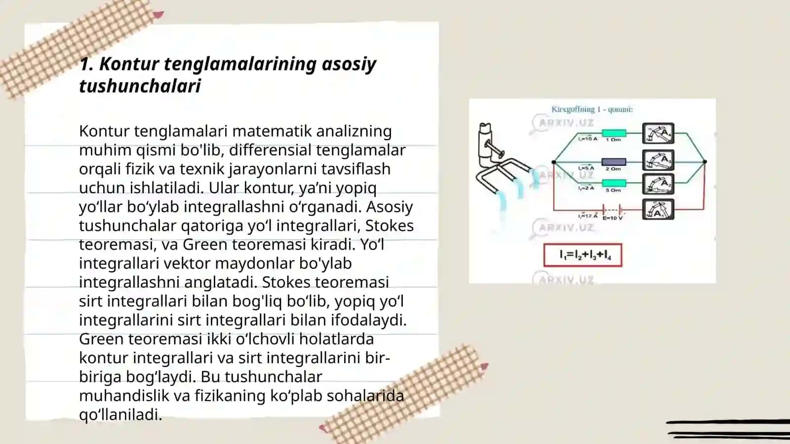 Kontur tenglamalarni murakkab elektr zanjirlarini hisoblashda qo'llash 3