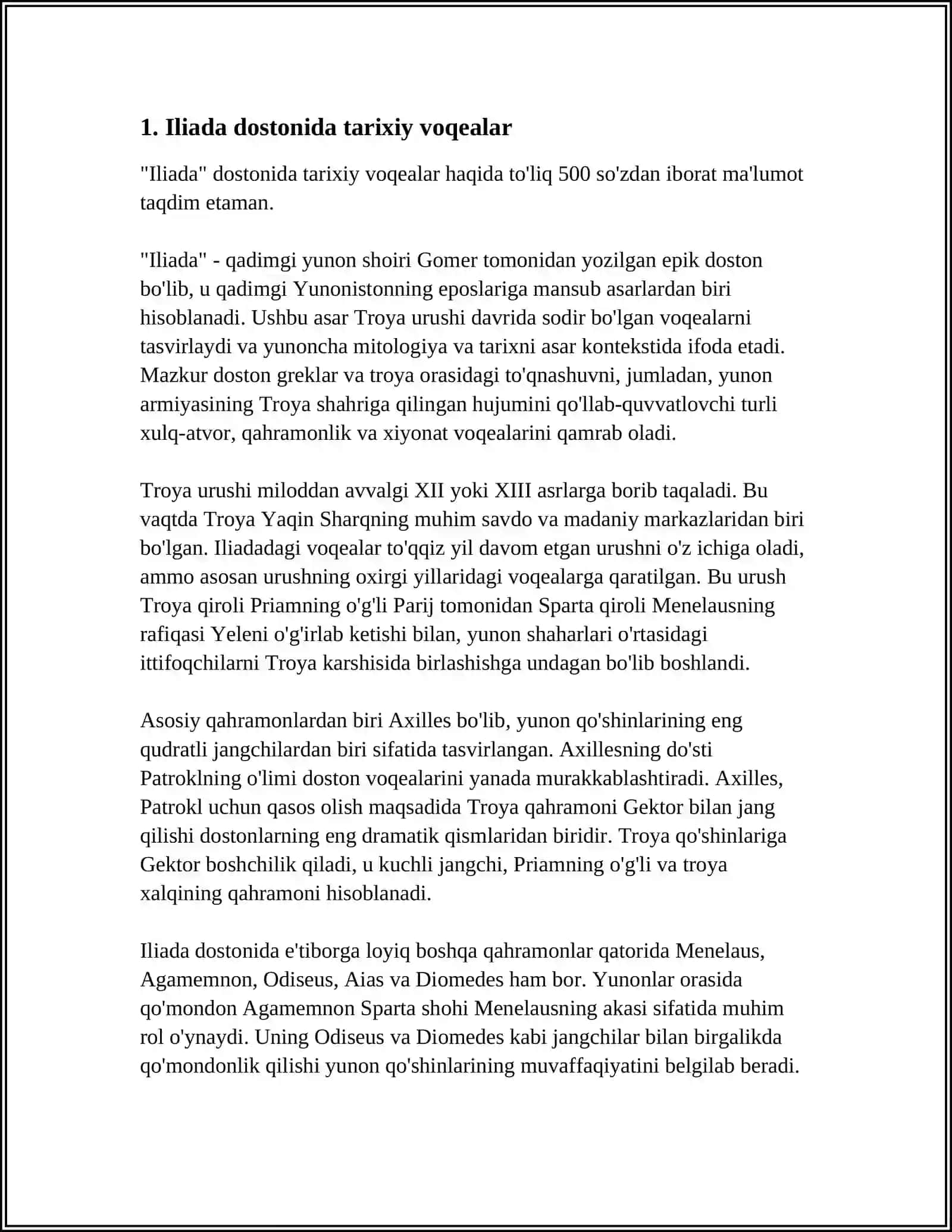 ILIADA DOSTONIDAN TARIXIYLIK VA MIFOLOGIK ELEMENTLARI 3