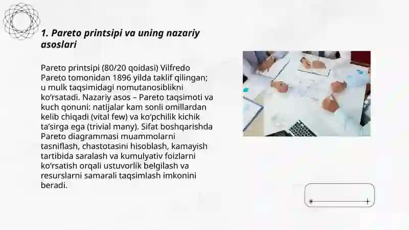 Pareto diogrammasining sifatni boshqarishdagi o’rni 3