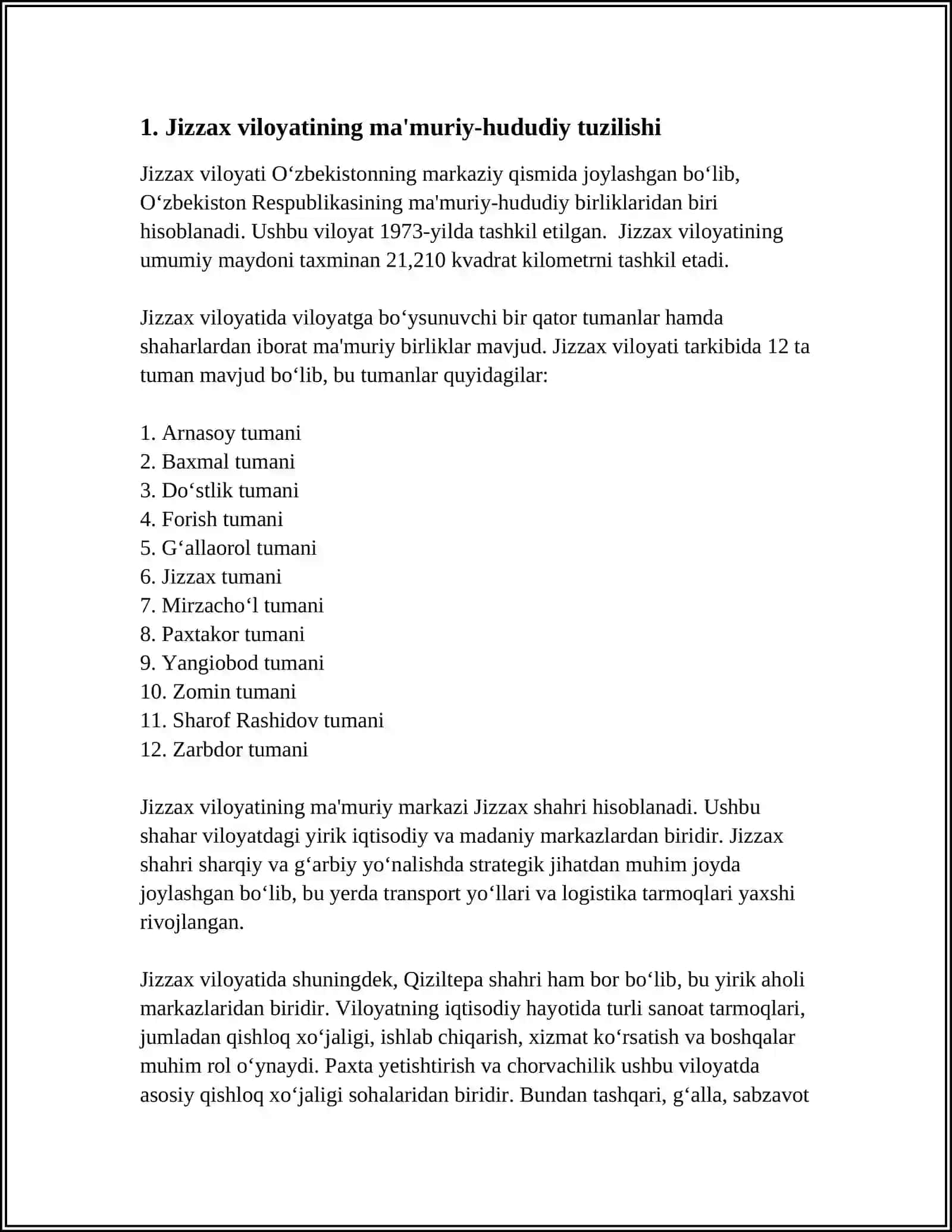 MA`MURIY-HUDUDIY TARKIBI VA IJTIMOIY-IQTISODIY RIVOJLANISH XUSUSIYATLARI.(JIZZAX VILOYATI MISOLIDA) 3