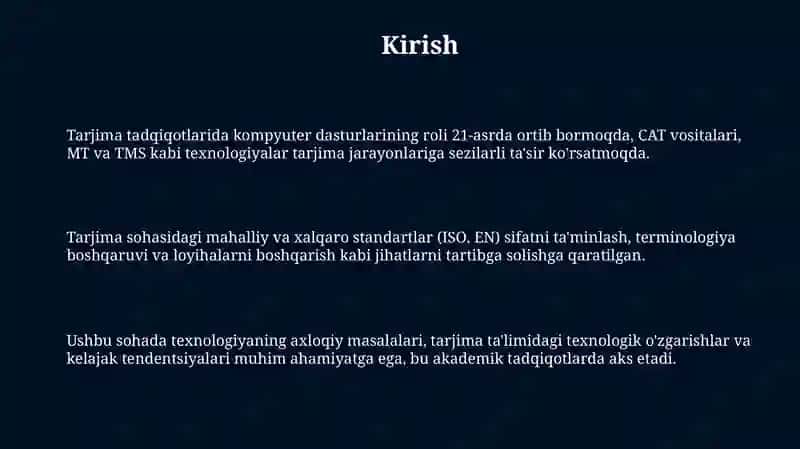 Tarjimashunoslikda kompyuter dasturlari va tarjimashunoslikdagi mahalliy va xalqaro standardlar 3