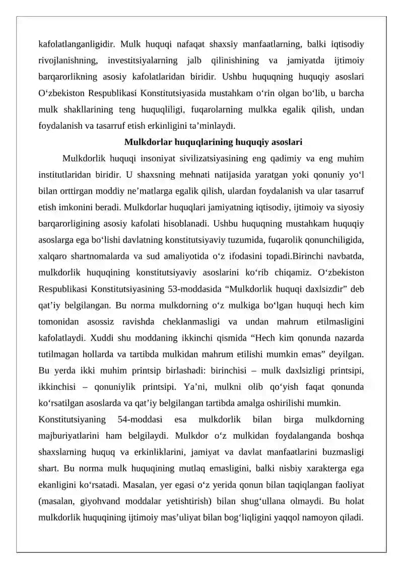 Mulkdorlar huquqlarining kafolatlari 3