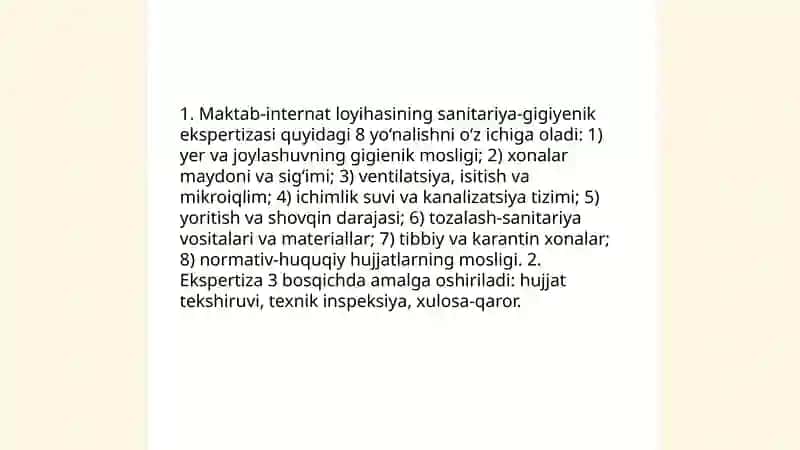 Maktab internatlarni loyihasini sanitariya-gigiyenekspertiza qilish 3
