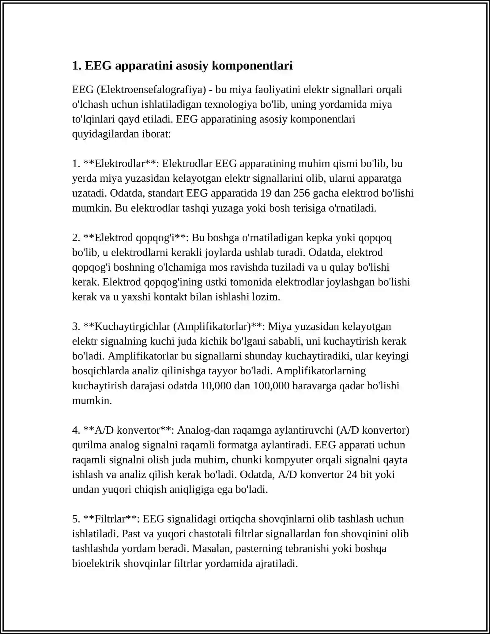 EEG APPARATINI TUZILISHI VA MIYA FAOLIYATINING TADQIQOTLARI 3
