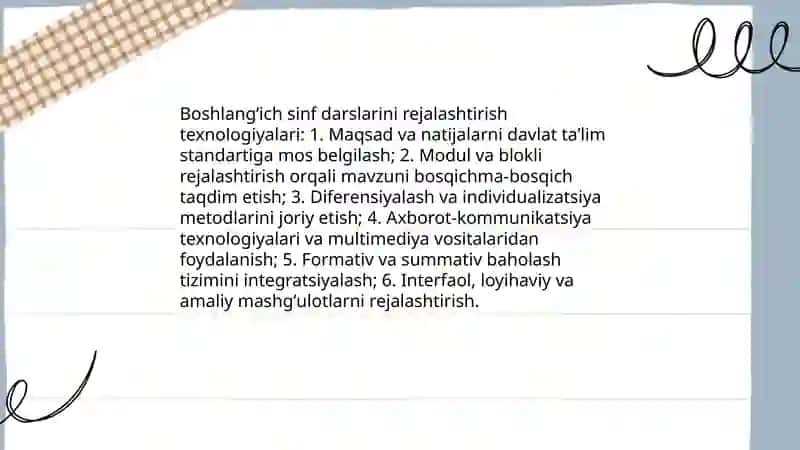 Boshlang'ich sinfda o'quv va uslubiy ishlar texnologiyasi 3