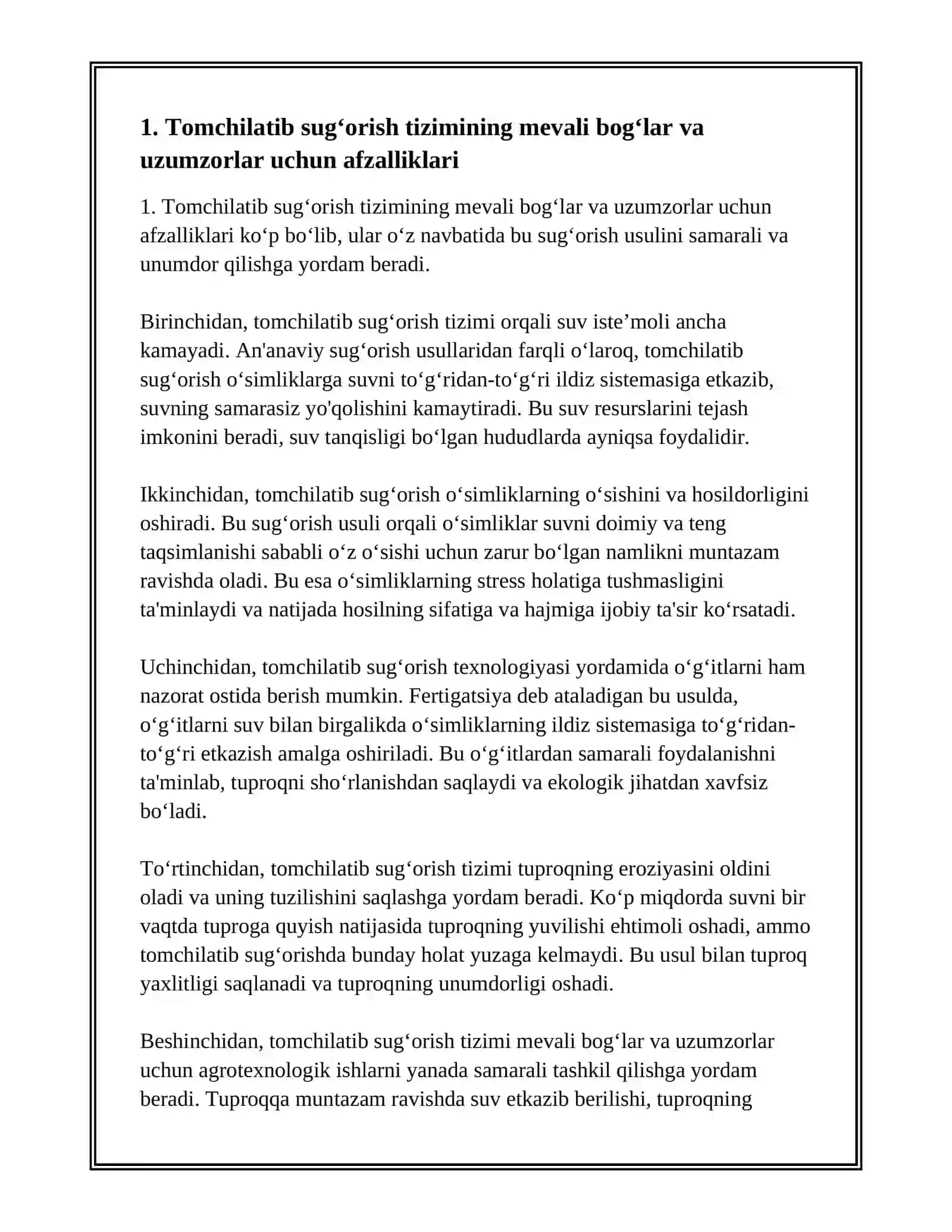MEVALI BOG’LAR VA UZUMZORLARDA TOMCHILATIB SUG’ORISH USULINI QO’LLASH 3