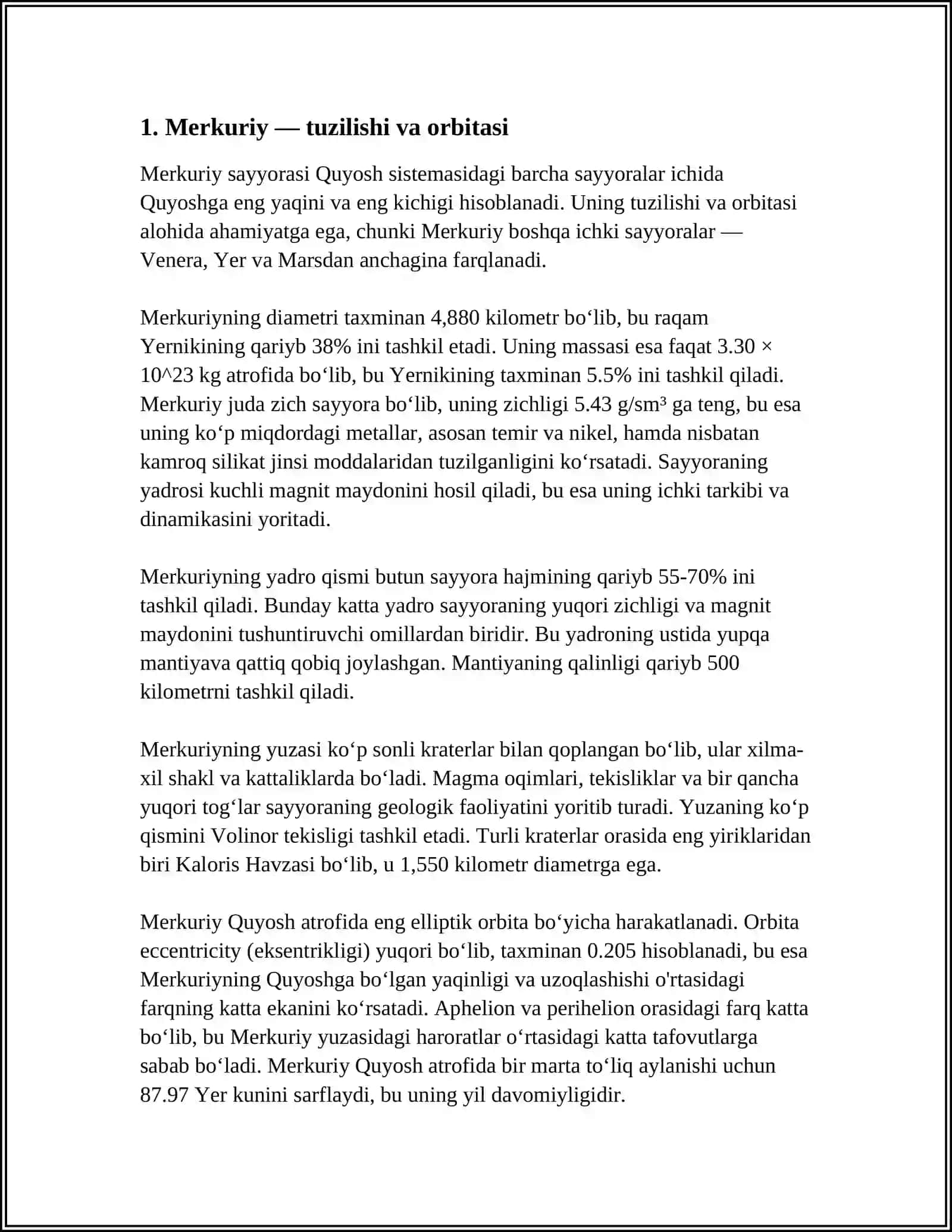 Merkuriy tuzilishi va orbitasi 3