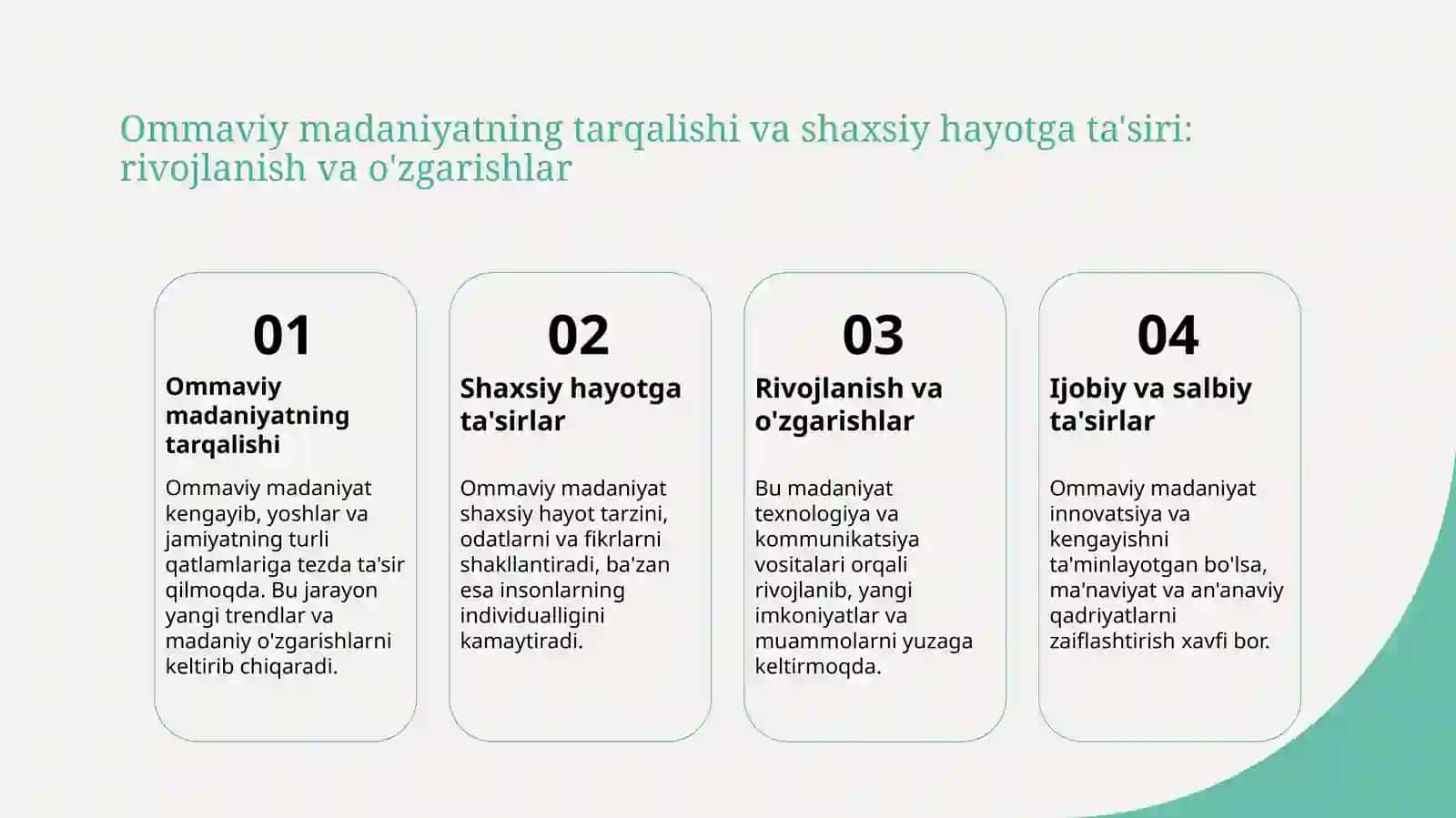 Ommaviy madaniyat,uning inson hayoti va ma'naviyatiga ziddiyatli ta'siri 3