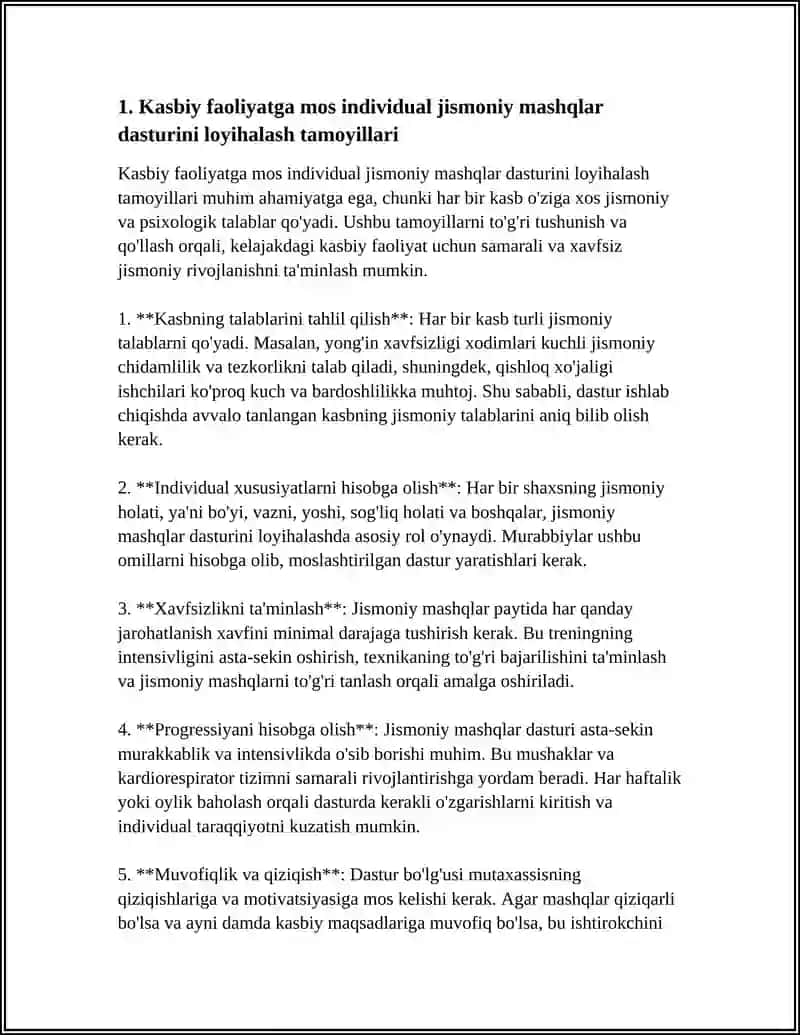 BO'LAJAK KASBIY FAOLIYATIGA BOG'LIQ JISMONIY MASHQLARDAN IBORAT INDIVIDUAL DARSTURLAR TUZISH 3