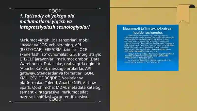Iqtisodiy ob’yektga oid ma’lumotlar asosida taqdimot tayyorlash va amalga oshirishning zamonaviy texnologiyalaridan foydalanish 3